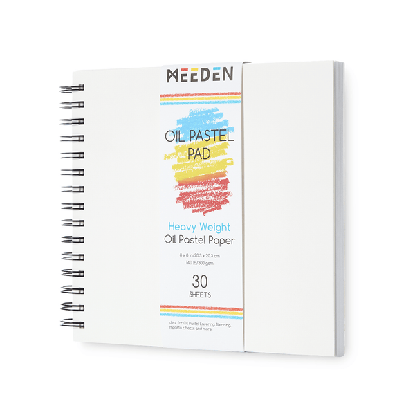 MEEDEN 8 x 8 inches Oil Pastel Paper Pad: 30 Sheets Fine Textured - 140lb/300gsm