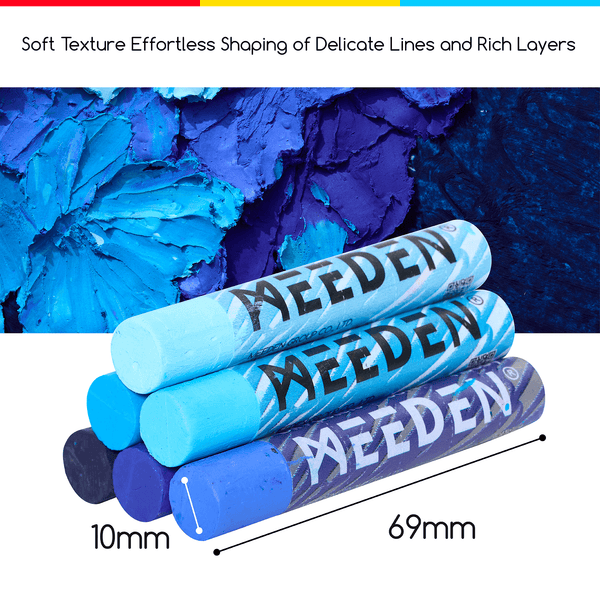 MEEDEN Soft Blue Oil Pastels 6 Pcs Set