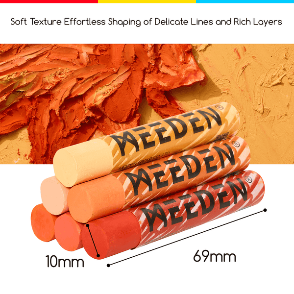 MEEDEN Soft Orange Oil Pastels 6 Pcs Set