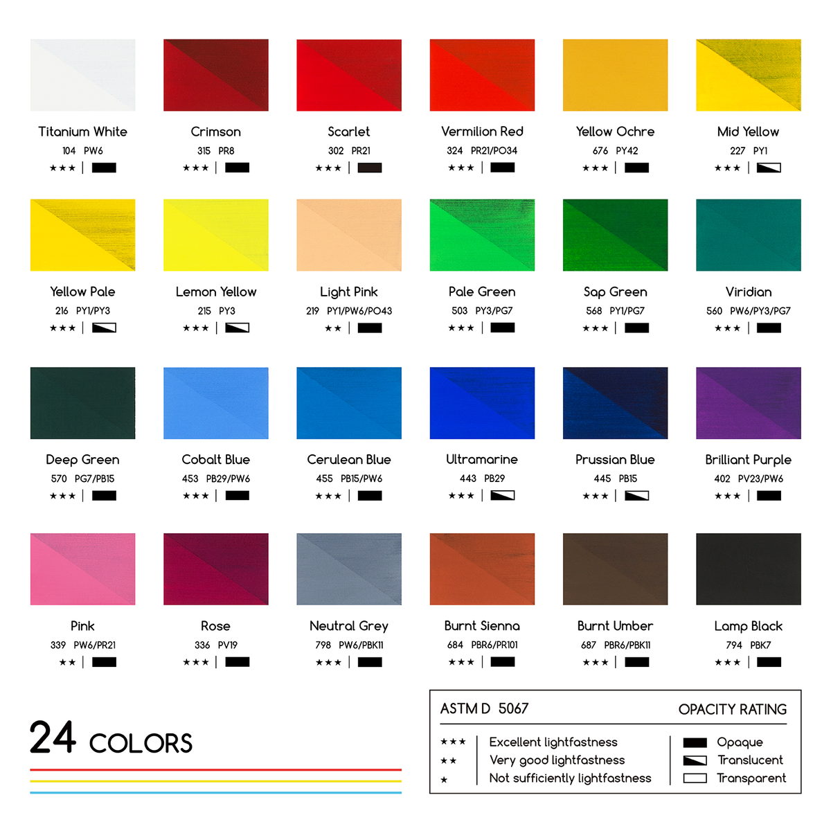 MEEDEN Gouache Paint Set, 24 Tubes, 12 ml / 0.4oz