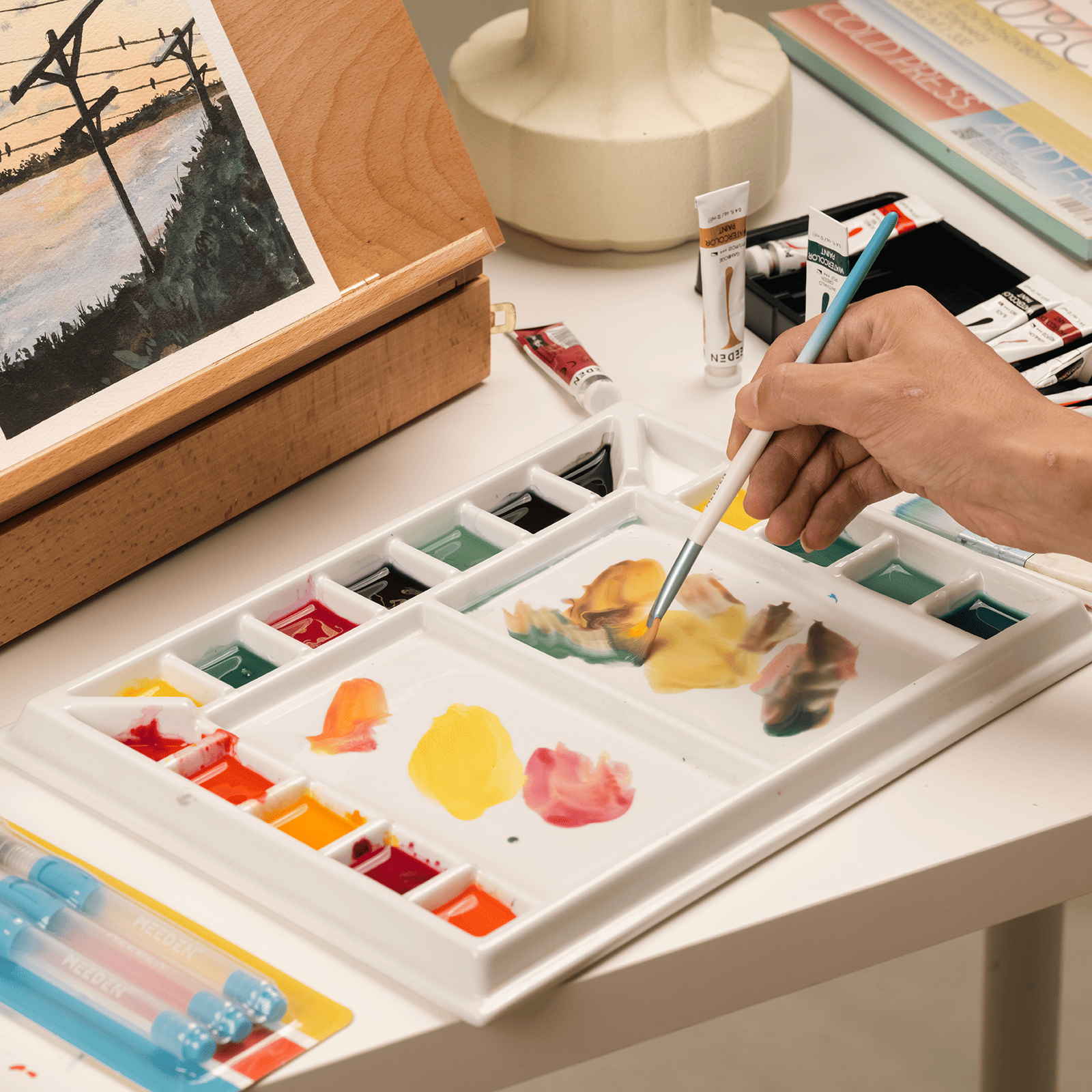 MEEDEN Studio Porcelain Watercolor Paint Palette