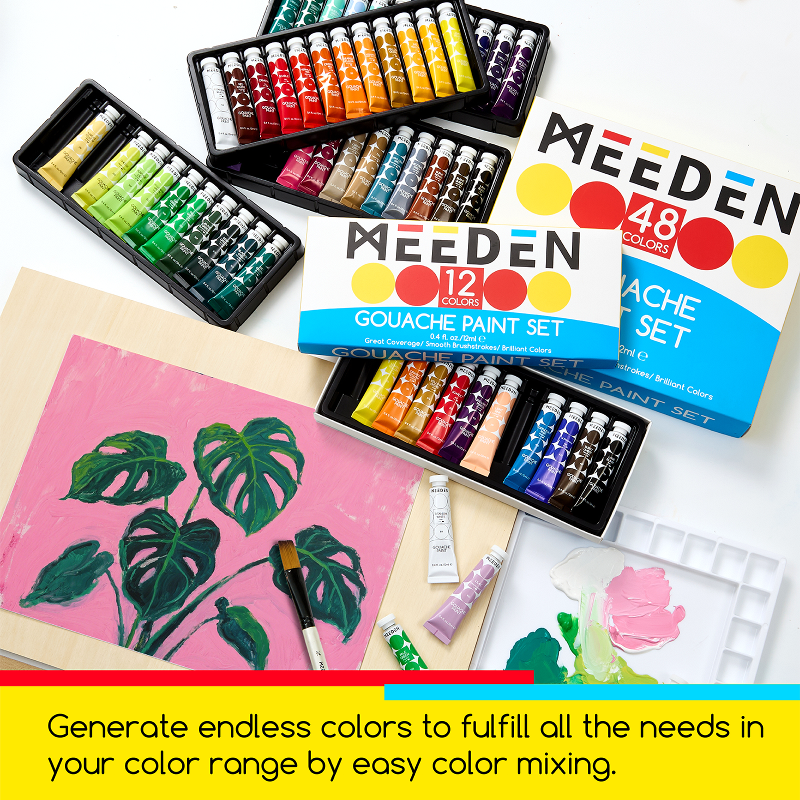MEEDEN Gouache Paint Set, 12 Tubes, 12 ml / 0.4oz