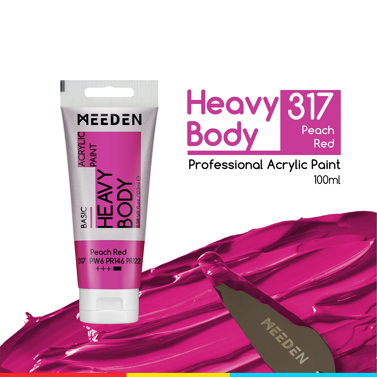 MEEDEN Acrylic Paint Tube, 37 Colors Available, 100ml / 3.38oz