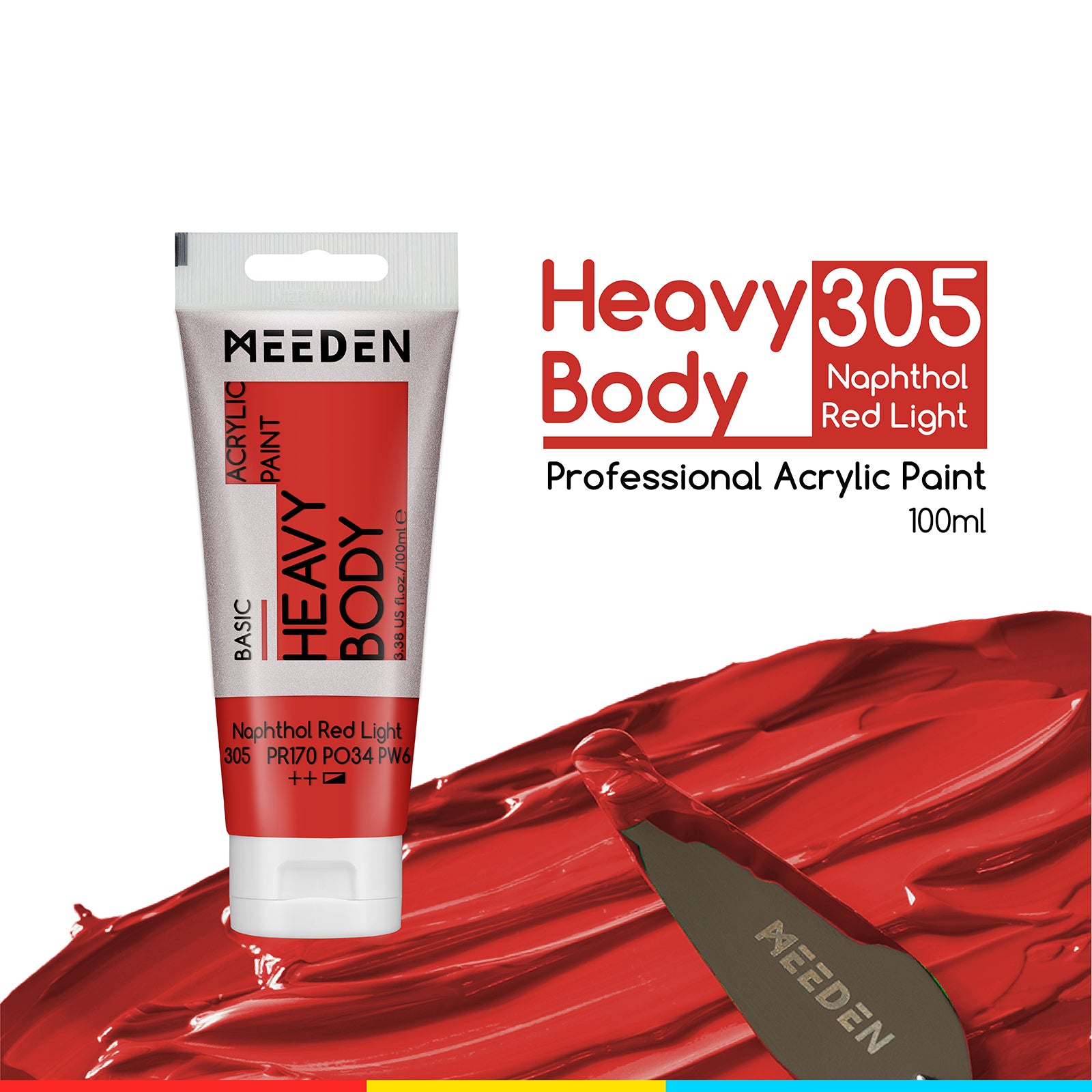 MEEDEN Acrylic Paint Tube, 37 Colors Available, 100ml / 3.38oz