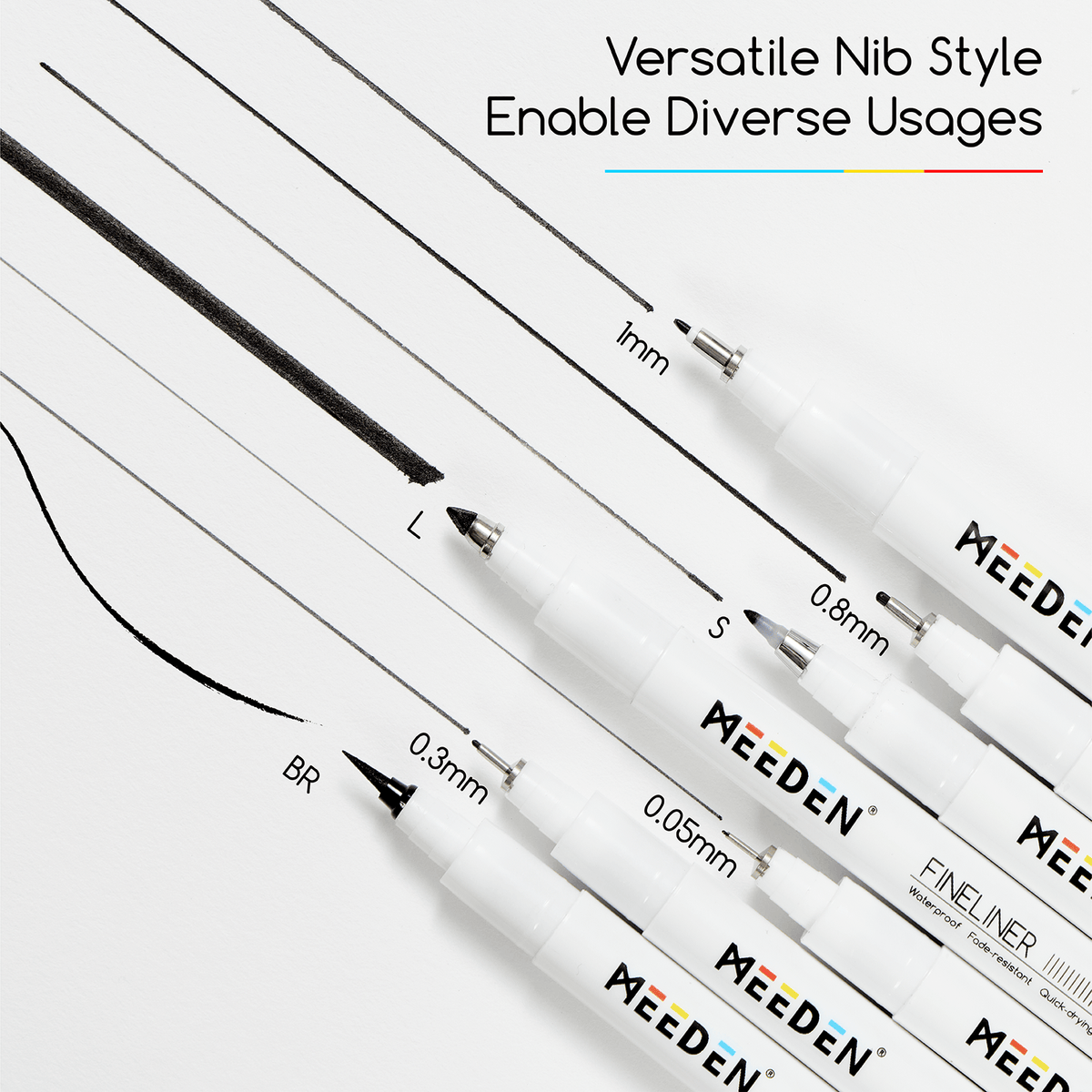 MEEDEN Micro Fineliner Drawing Pens: 12-Size Fine Liner Pen Set -All Black