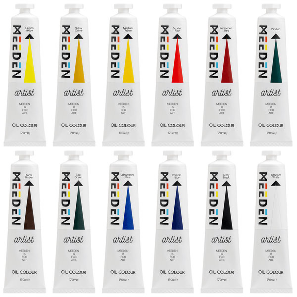MEEDEN Artist Grade Oil Paint - 170ml/5.7oz, 12 Tubes