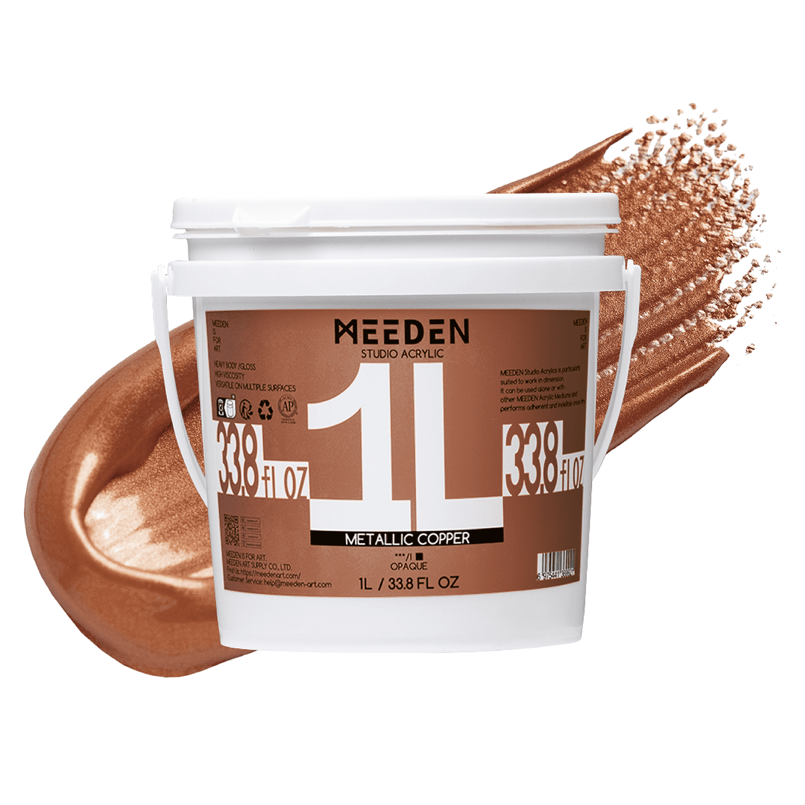 MEEDEN Studio Acrylic Paint, Metallic Copper Acrylic Paint, 1 L / 33.8 oz