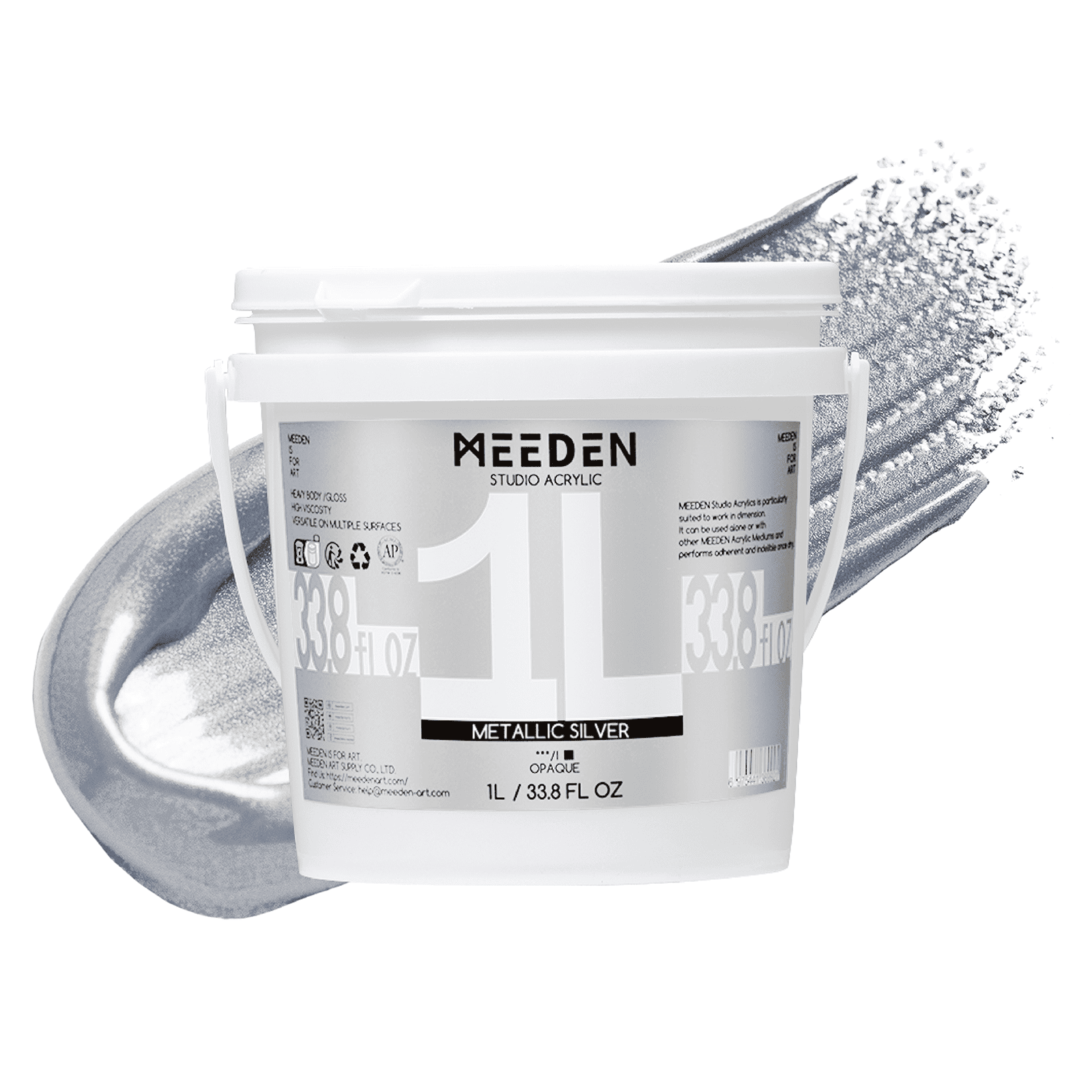 MEEDEN Studio Acrylic Paint, Metallic Silver Acrylic Paint, 1 L / 33.8 oz