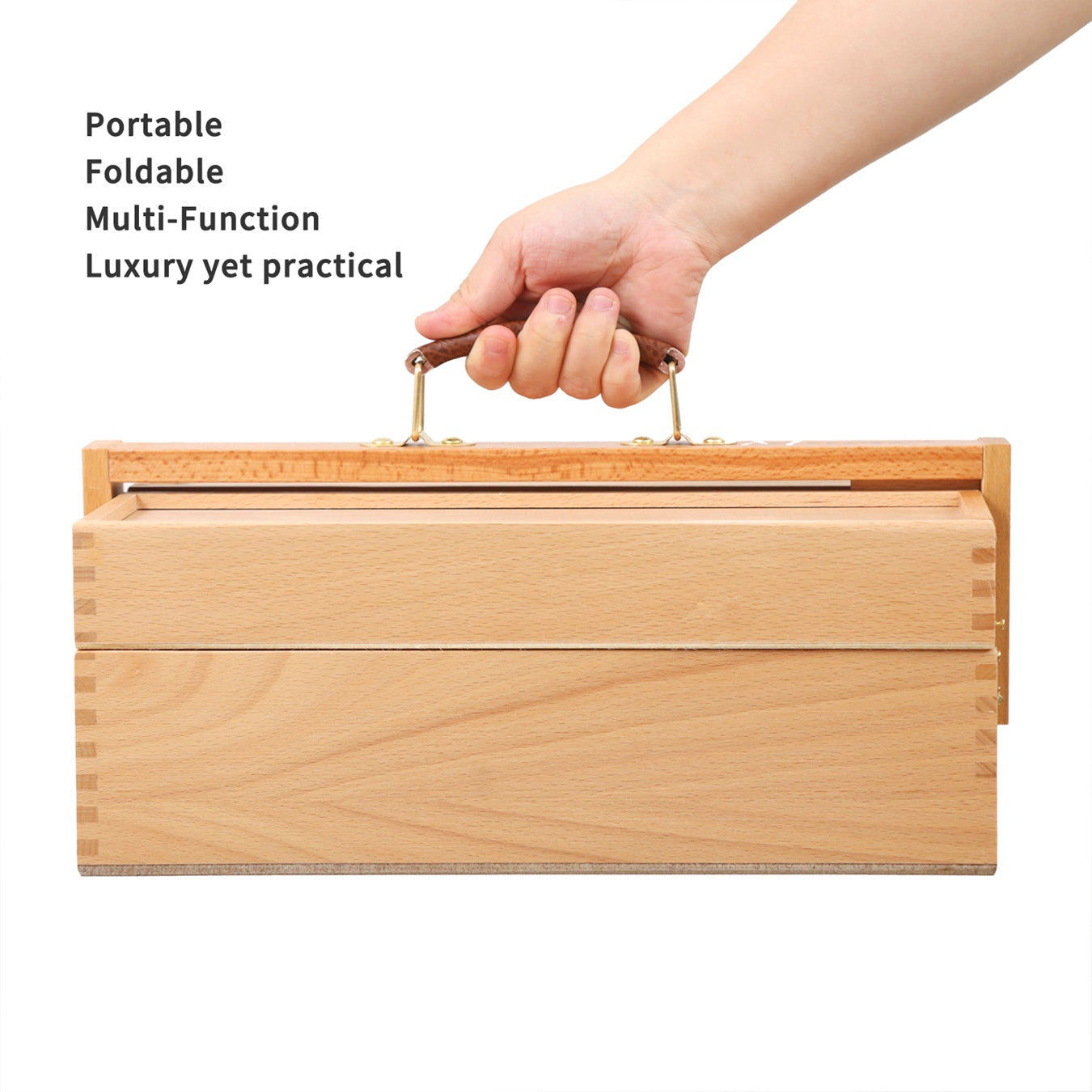 MEEDEN Wooden Artist Storage Box – Portable Foldable Organizer with Drawer