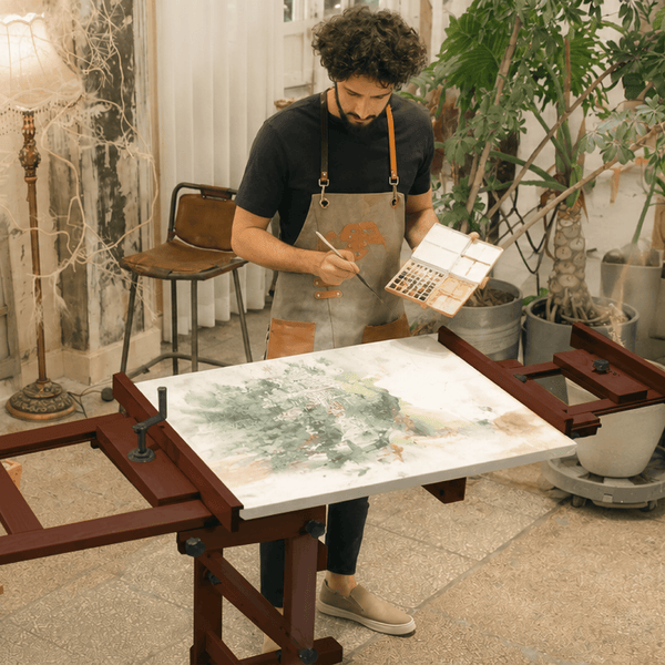 MEEDEN Deluxe Studio Large Rocker Crank Heavy Duty Artist Easel-DHJ-12, Dark Walnut