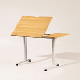 MEEDEN Large Electric Height Adjustable Drafting Table with Side Board, Natural
