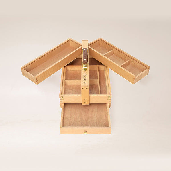 MEEDEN Wooden Artist Storage Box – Portable Foldable Organizer with Drawer - HBX-7