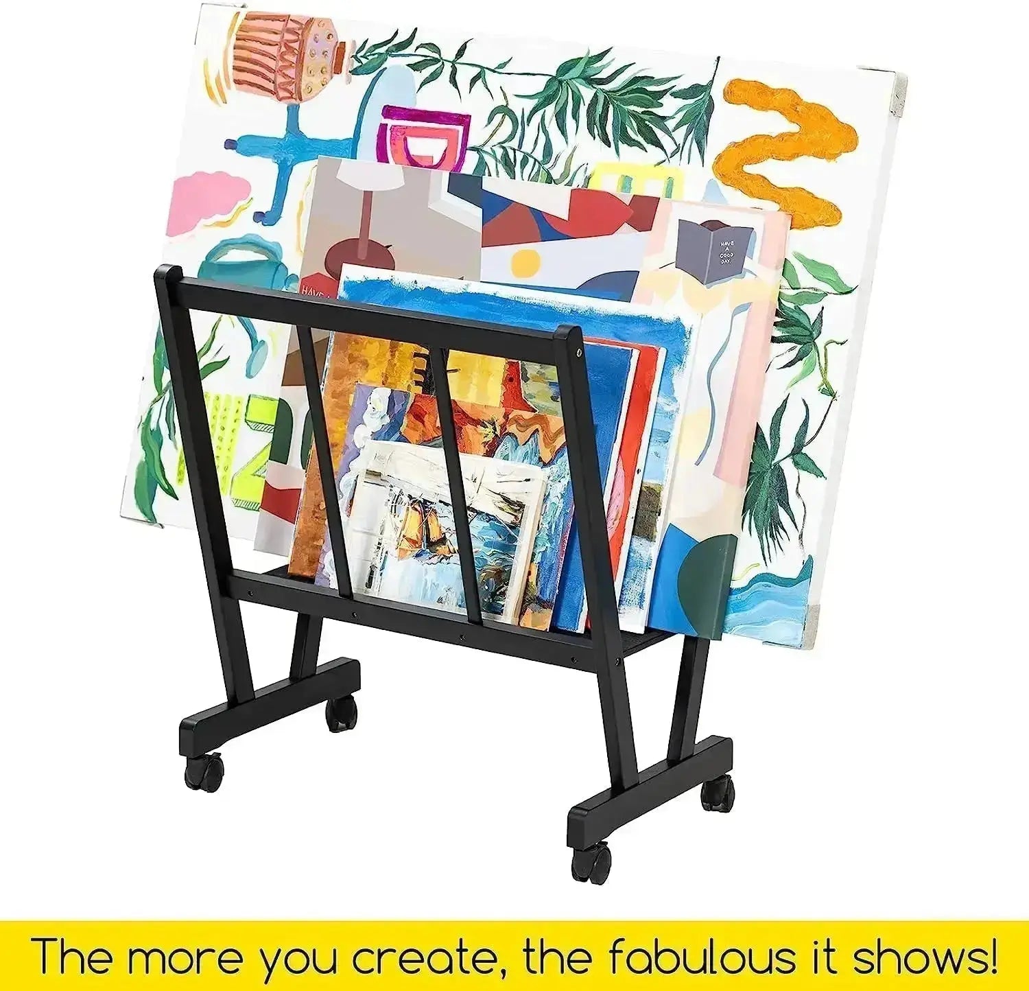 MEEDEN Wood Large Print Rack with Castors-Black - MEEDEN ART
