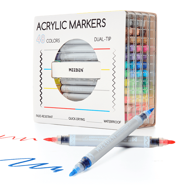 MEEDEN Artist Dual Tip Acrylic Paint Markers – 48 /72 / 96 / 120 Colors