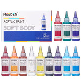 MEEDEN Soft Body Acrylic Paints Set, 12 Colors x 60ml/2oz