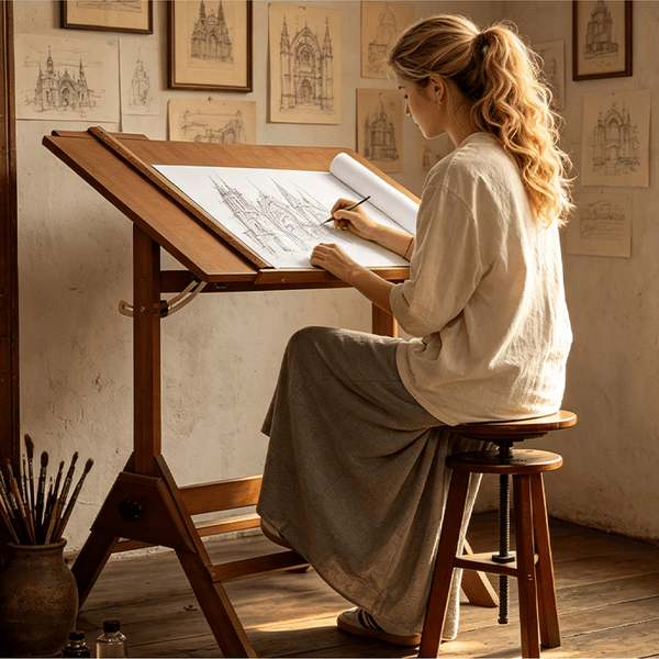 MEEDEN Adjustable Wooden Drafting Table, Walnut -XSZ-2