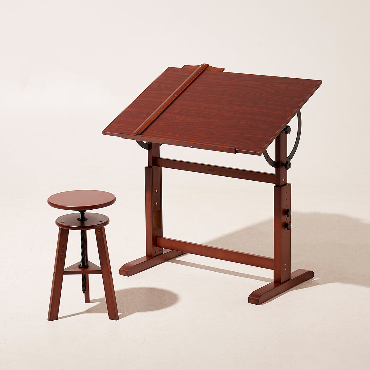 ウッデンスツール MEEDEN Vintage Wood Drafting Table & Stool Set