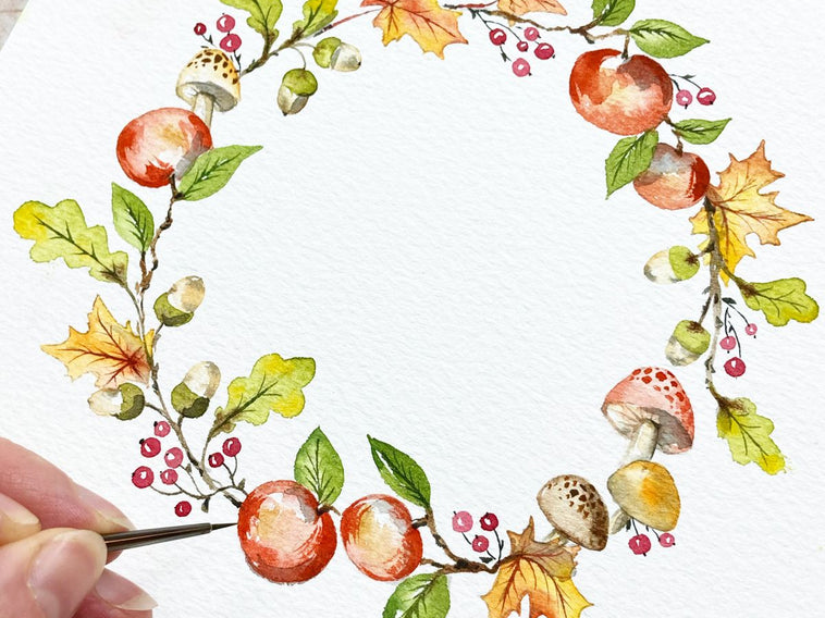 How to Paint a Thanksgiving Wreath in Watercolor