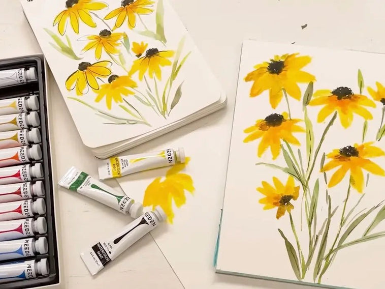 Watercolor Painting Idea For Beginner- Flower Painting Step By Step-by Diane Atone - MEEDEN ART