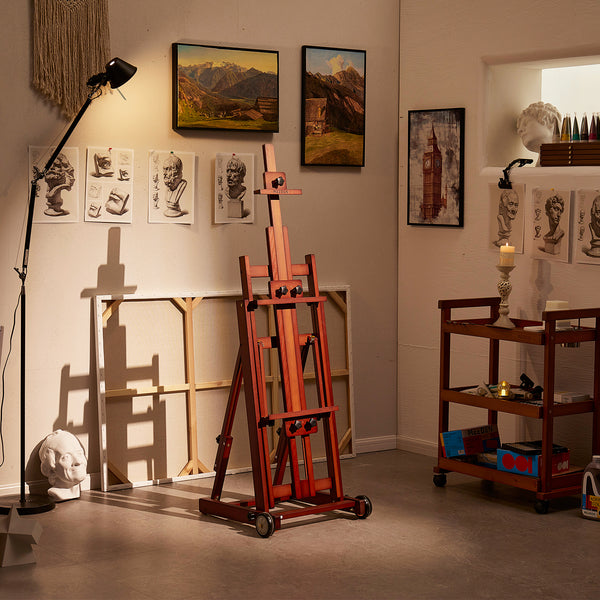 MEEDEN Versatile Studio H-Frame Artist Easel-Dark Walnut-W14