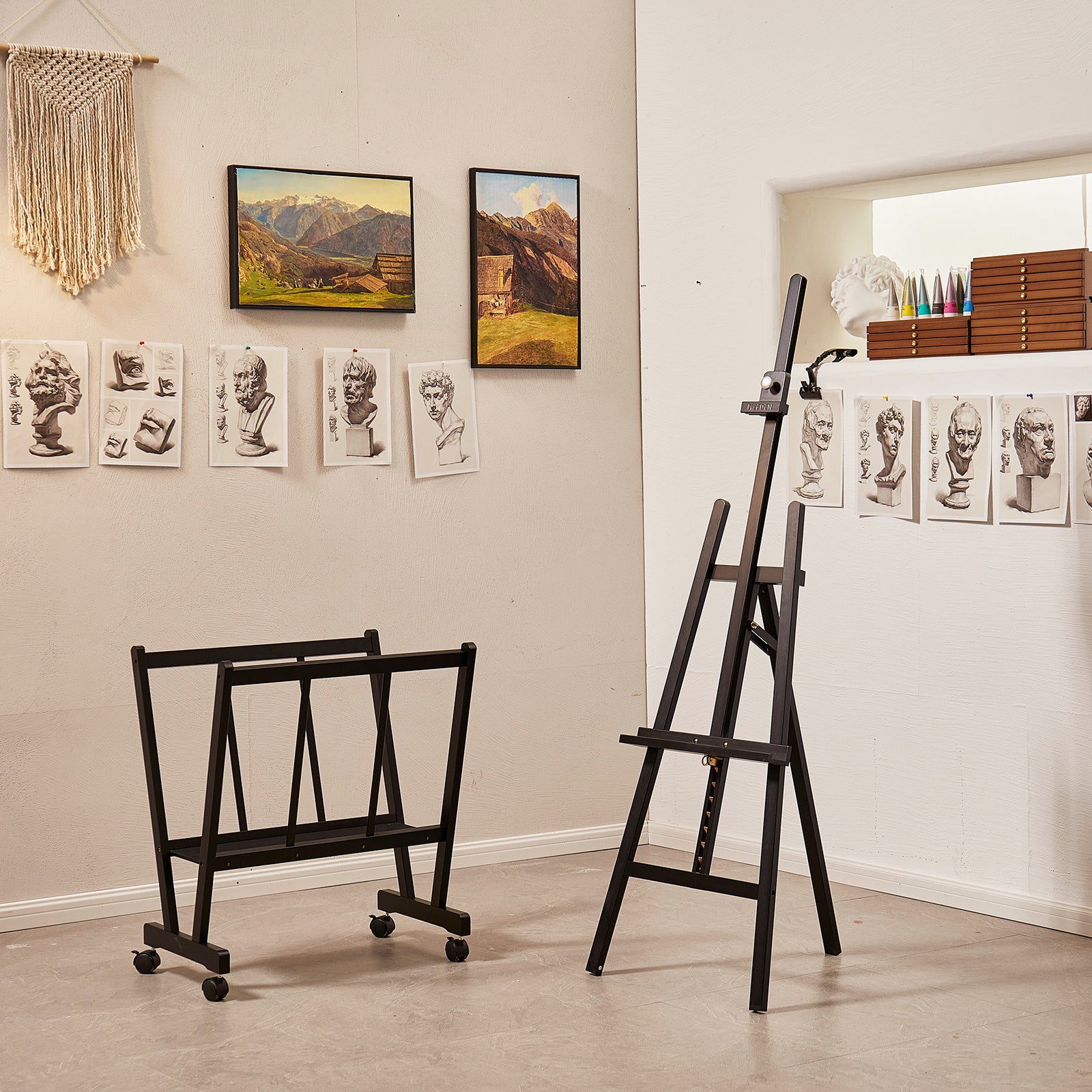 MEEDEN Pinewood A-Frame Painting Easel Stand- Black - W01D