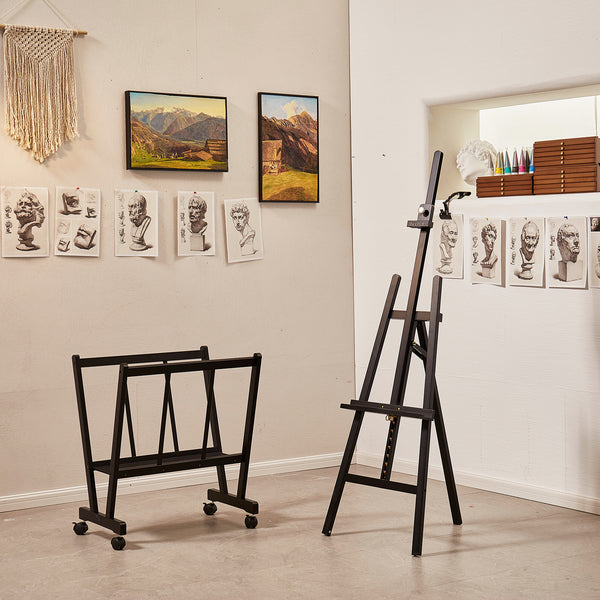 MEEDEN Pinewood A-Frame Painting Easel Stand- Black - W01D