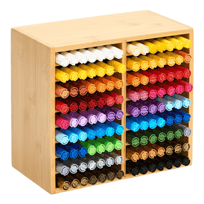 MEEDEN Rotating Bamboo 18 Compartments Marker Holder Organizer