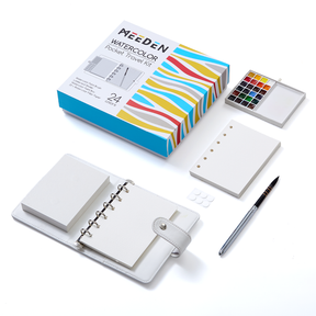 MEEDEN Travel Watercolor Sketchbook Set, 30 Sheets Watercolor Paper, 24 Colors, Brush & Palette