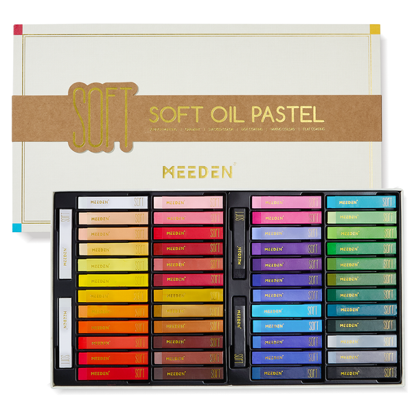 MEEDEN Soft Oil Pastels Set, 48 Colors + 2 Bonus Whites + 2 Bonus Black