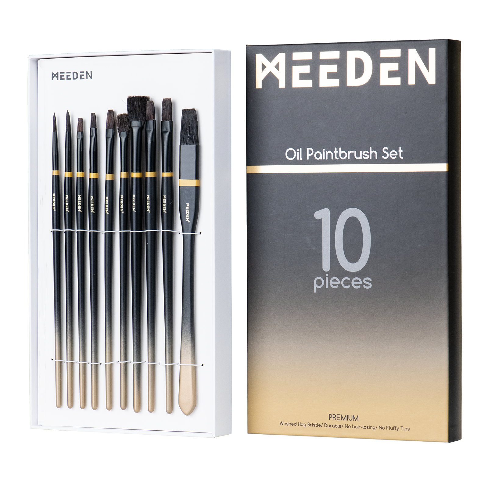 MEEDEN Oil Paint Brush Set of 10