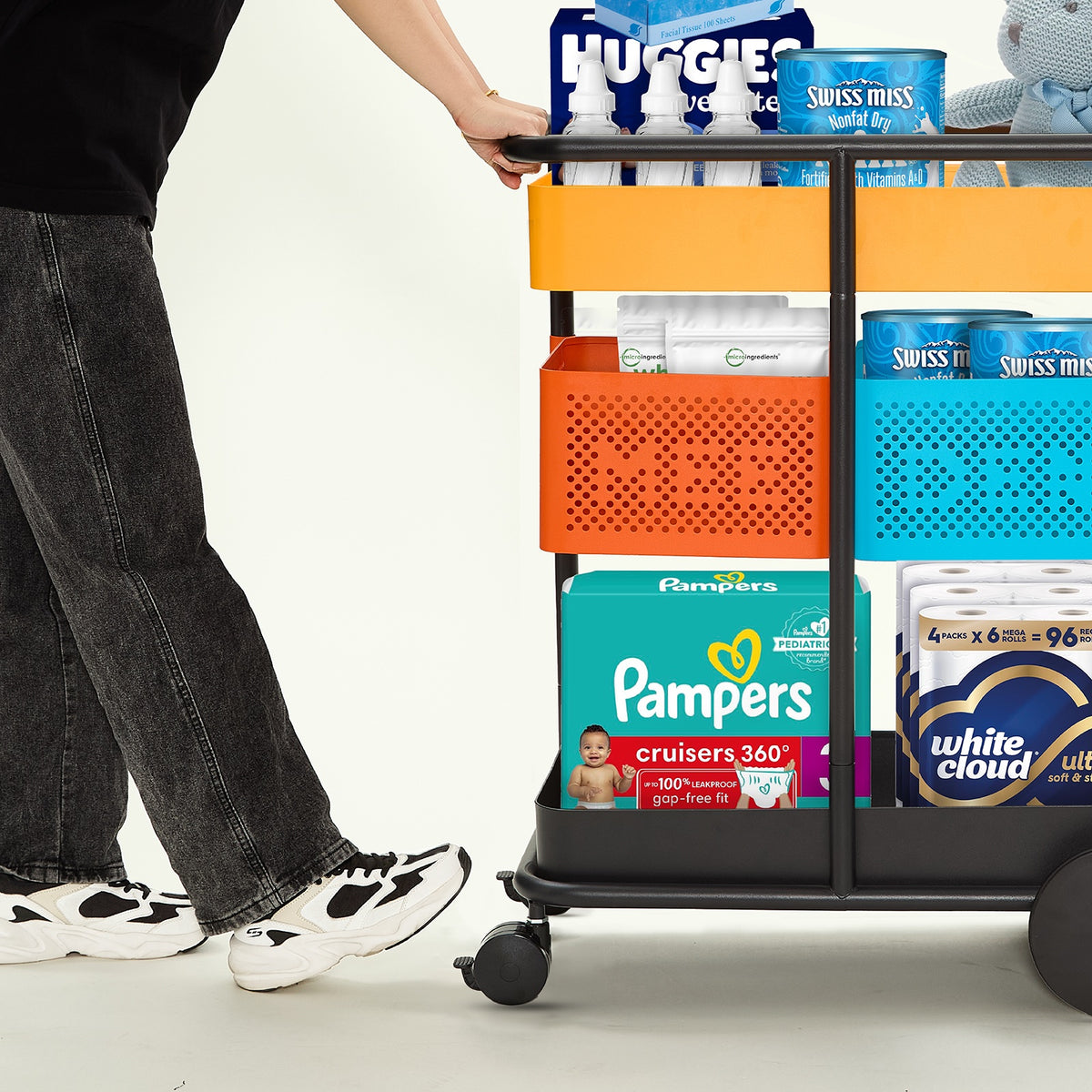 MEEDEN 3 Tier Metal Rolling Utility Cart