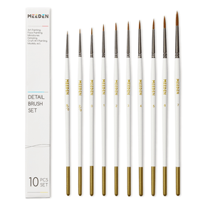 MEEDEN 10 Pcs Detail Paint Brush Set: Fine Tip Nylon Brushes for Miniatures