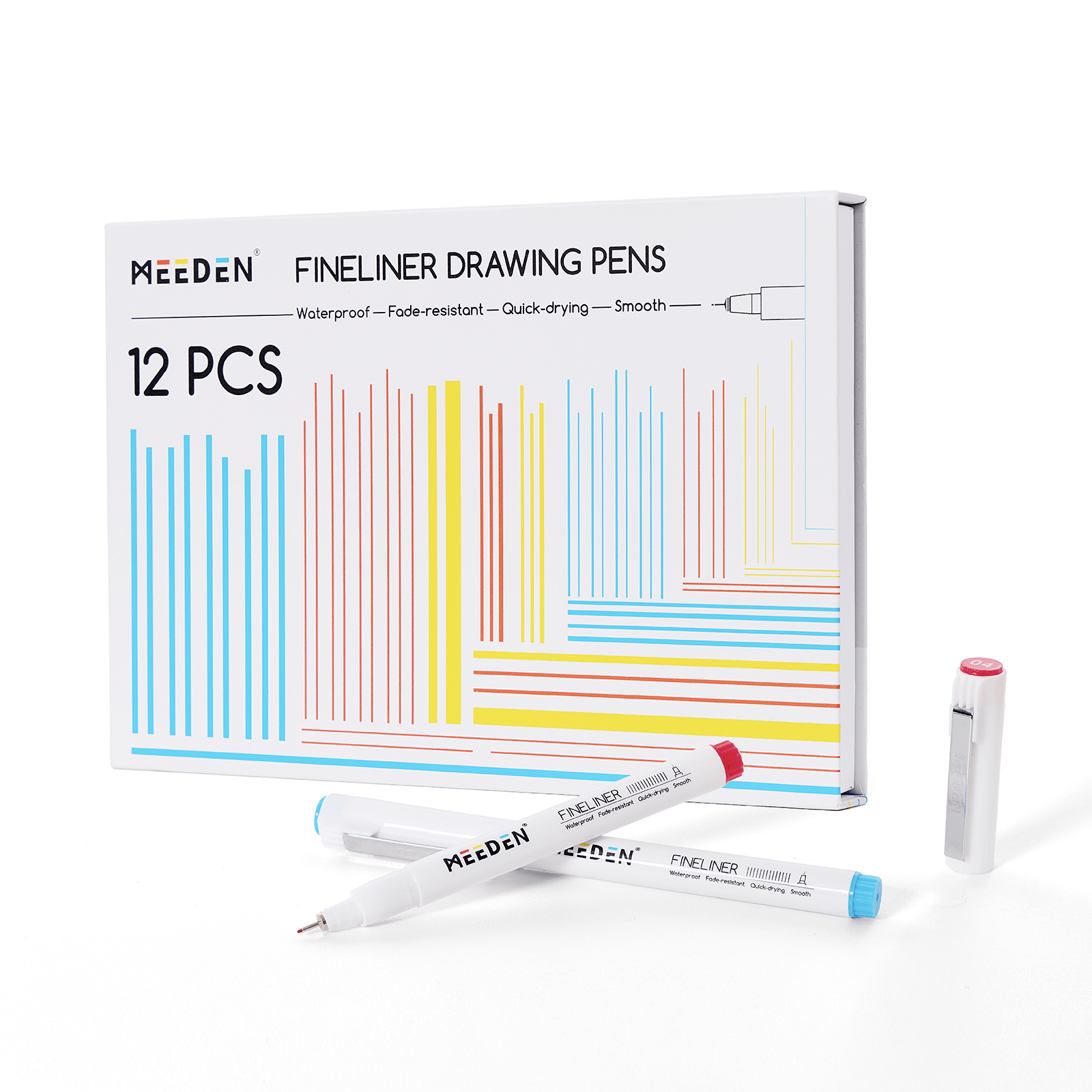 MEEDEN Micro Fineliner Drawing Pens: 12 Colors 0.4mm Fine Liner Pen Set