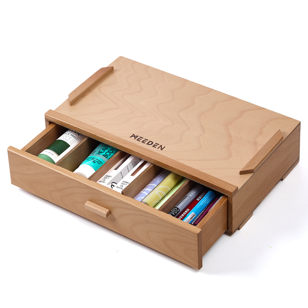 MEEDEN Artist Supply Organizer Box: 1-Tier Solid Beech Wood