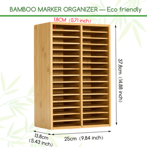 MEEDEN Rotating Bamboo 32 Compartments Marker Holder Organizer