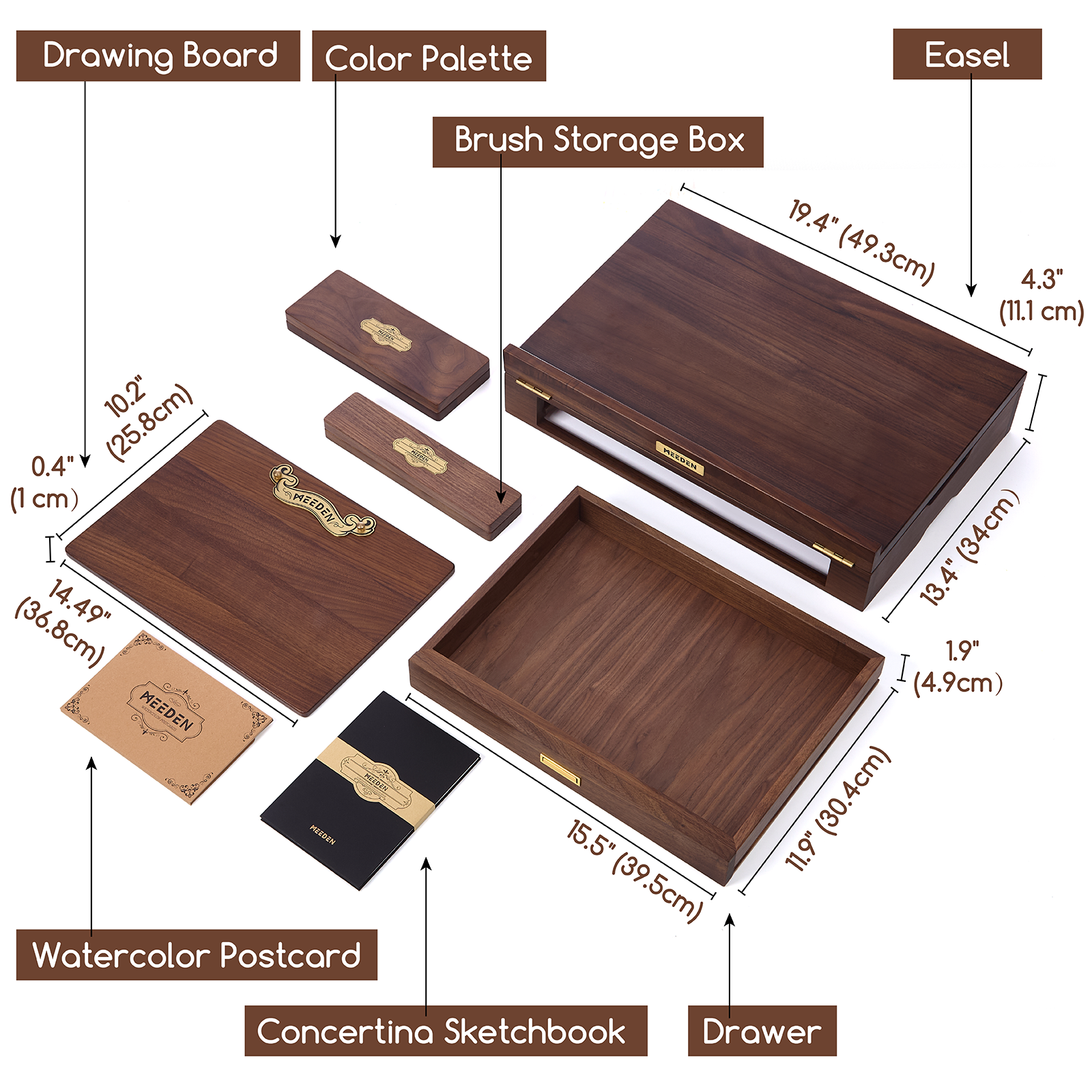 MEEDEN American Black Walnut Tabletop Easel Set