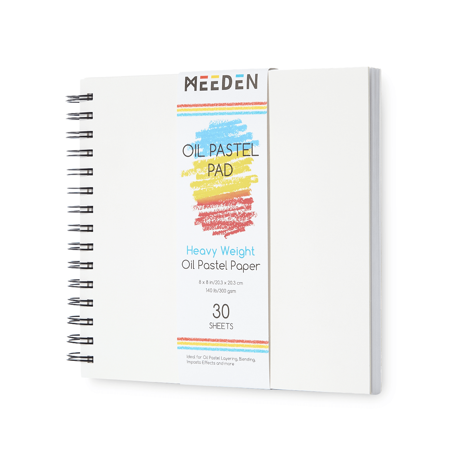 MEEDEN 8 x 8 inches Oil Pastel Paper Pad: 30 Sheets Fine Textured - 140lb/300gsm
