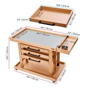 MEEDEN Extra Large Artist Storage Cart, 5-Tier Rolling Painting Studio Workstation, W13H Extra Large - Natural