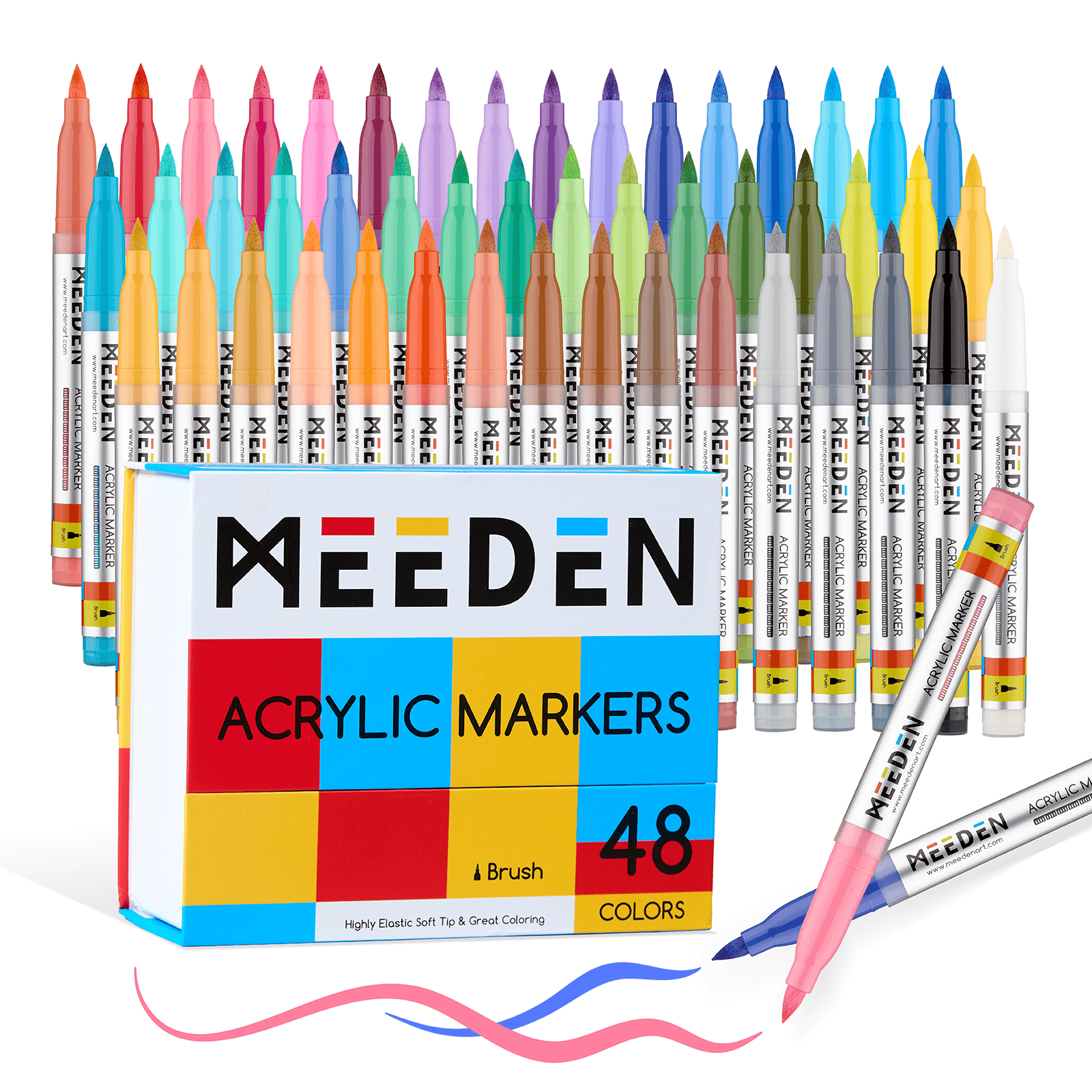MEEDEN Soft Brush Tip Acrylic Paint Marker – 24 / 48 / 72 Colors