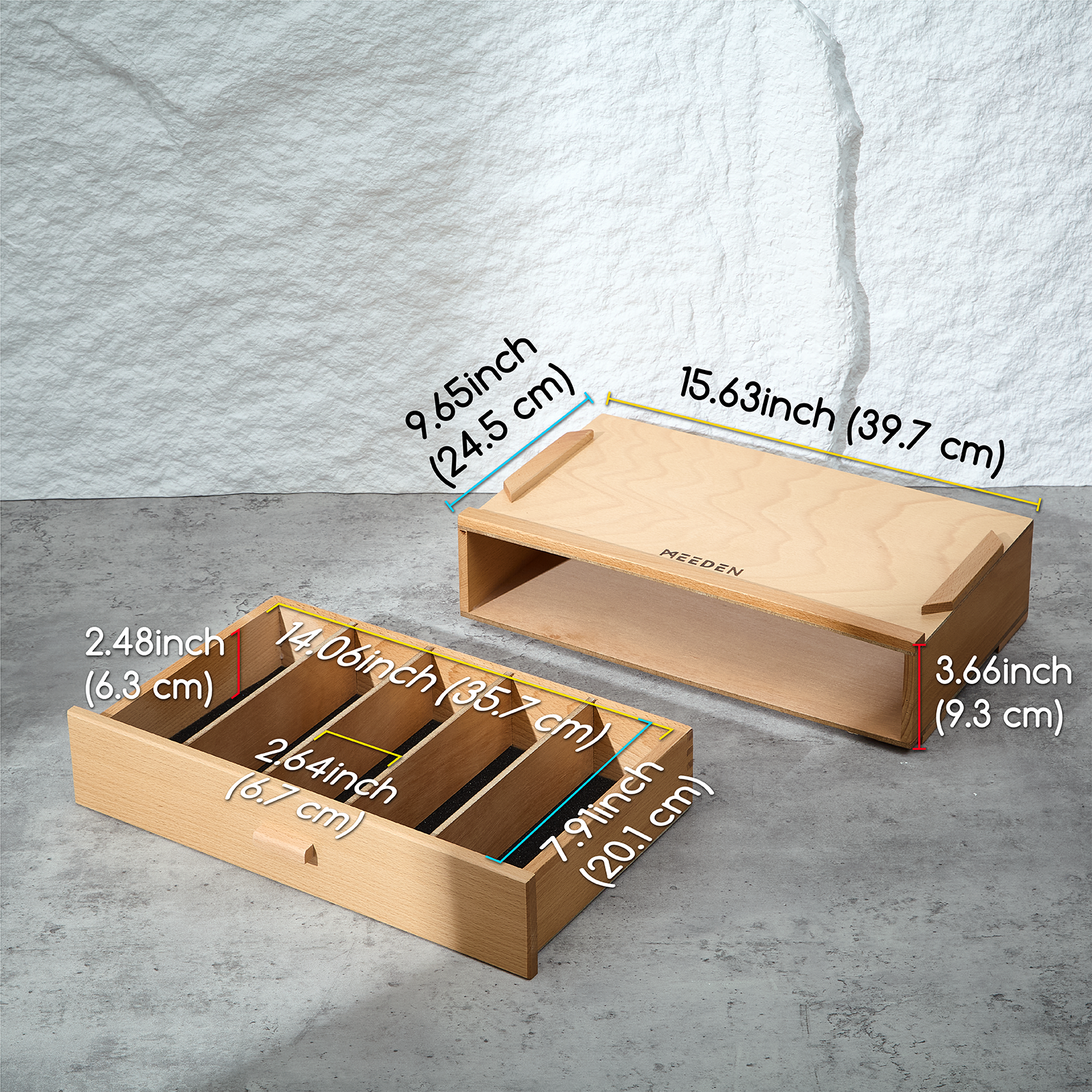 MEEDEN Artist Supply Organizer Box: 1-Tier Solid Beech Wood MEEDEN Artist Supply Organizer Box: 1-Tier Solid Beech Wood