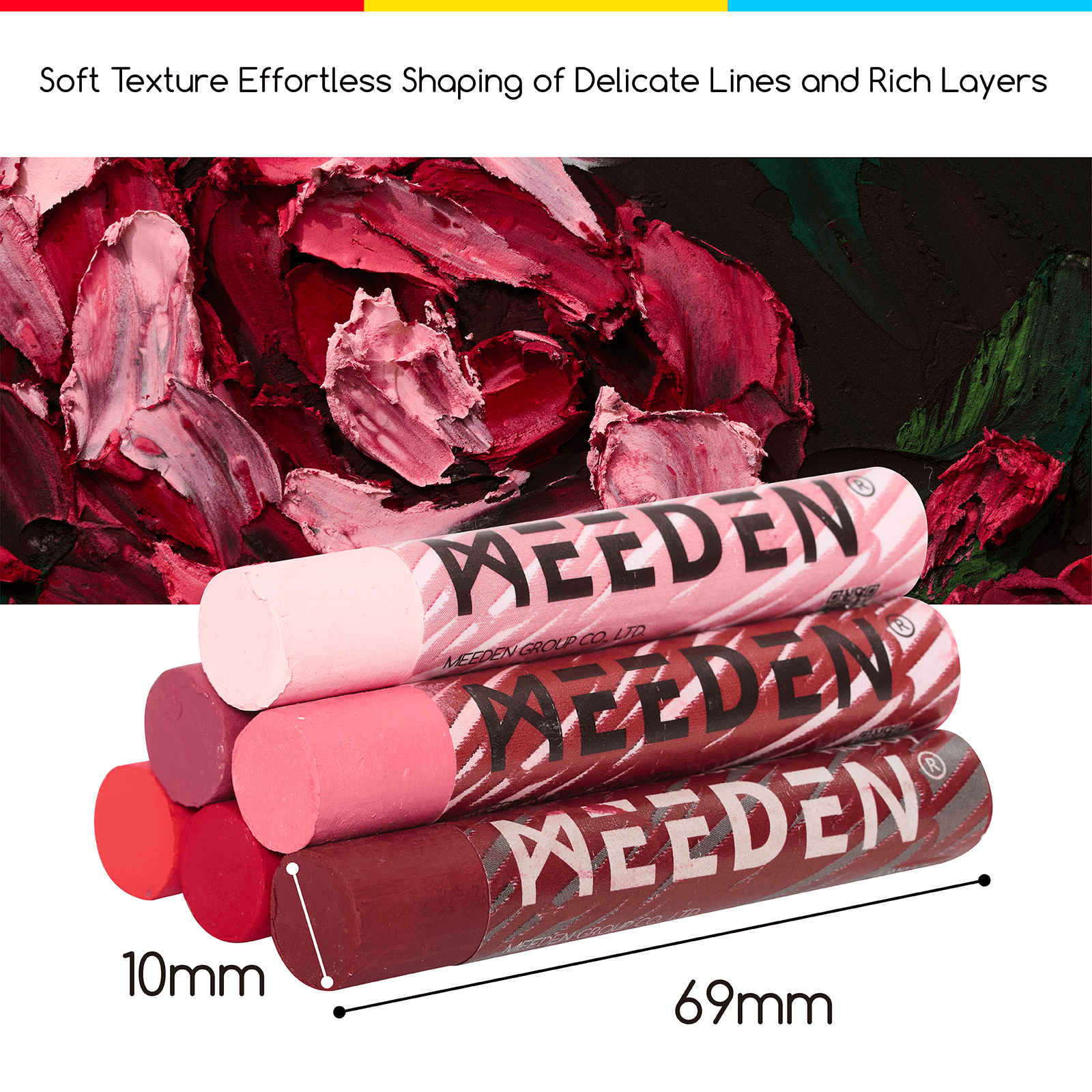 MEEDEN Soft Red Oil Pastels: 6 Pcs