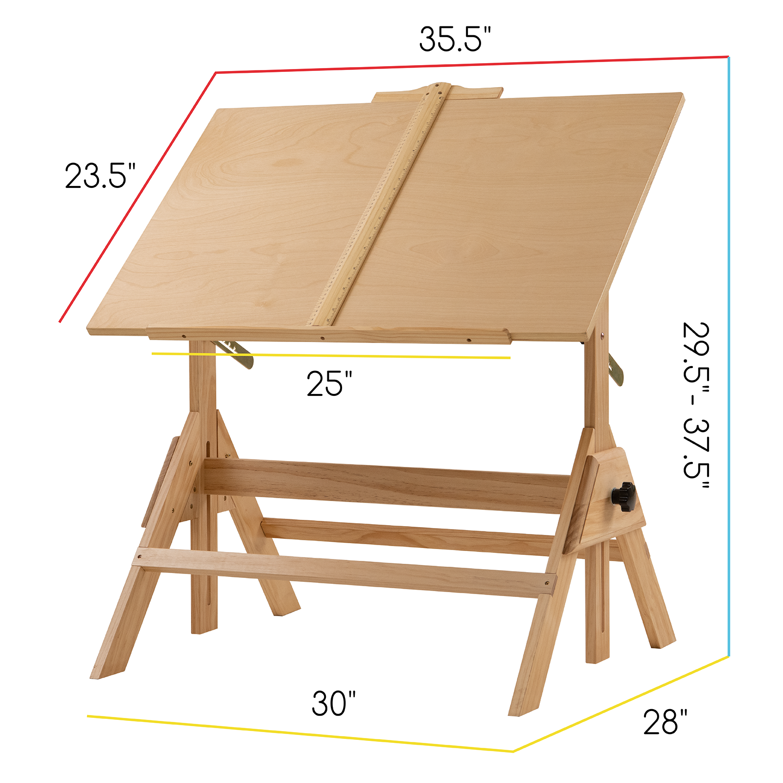 MEEDEN Adjustable Wooden Drafting Table & Stool Set , Natural-XSZ-2