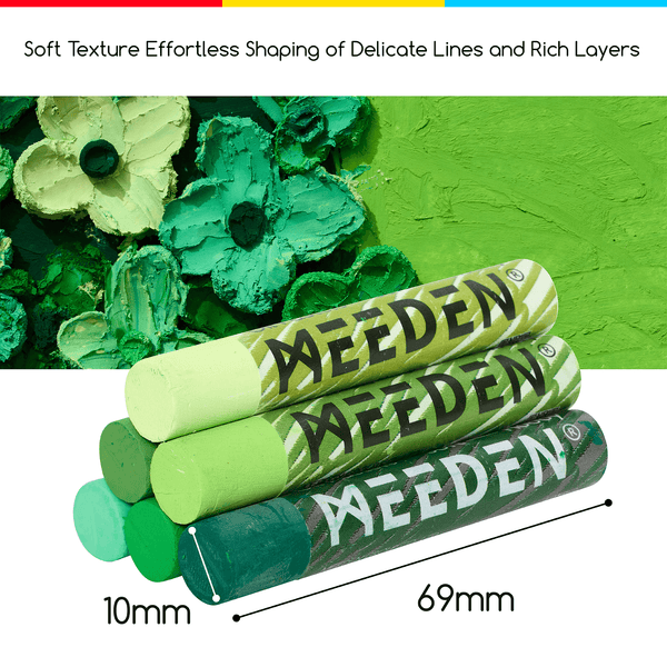 MEEDEN Soft Green Oil Pastels 6 Pcs Set