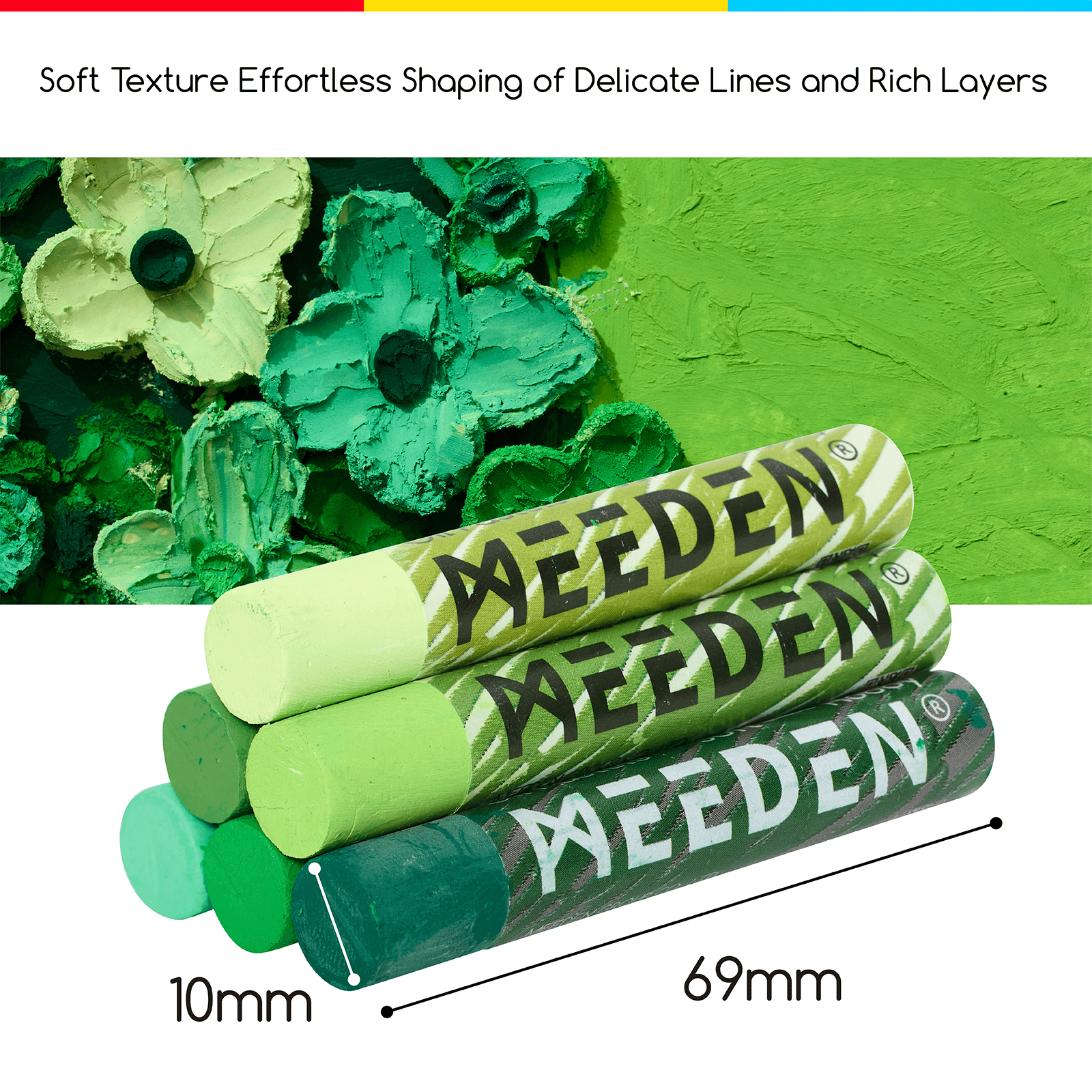MEEDEN Soft Green Oil Pastels 6 Pcs Set