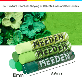 MEEDEN Soft Green Oil Pastels 6 Pcs Set