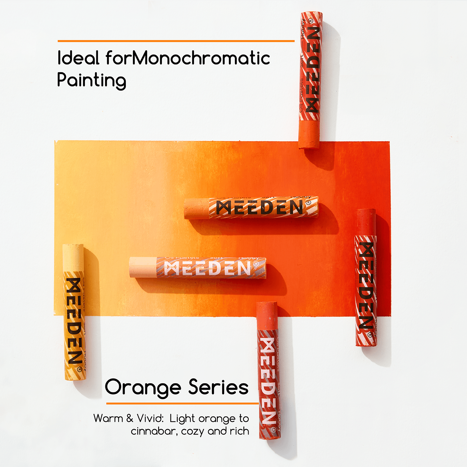 MEEDEN Soft Orange Oil Pastels 6 Pcs Set