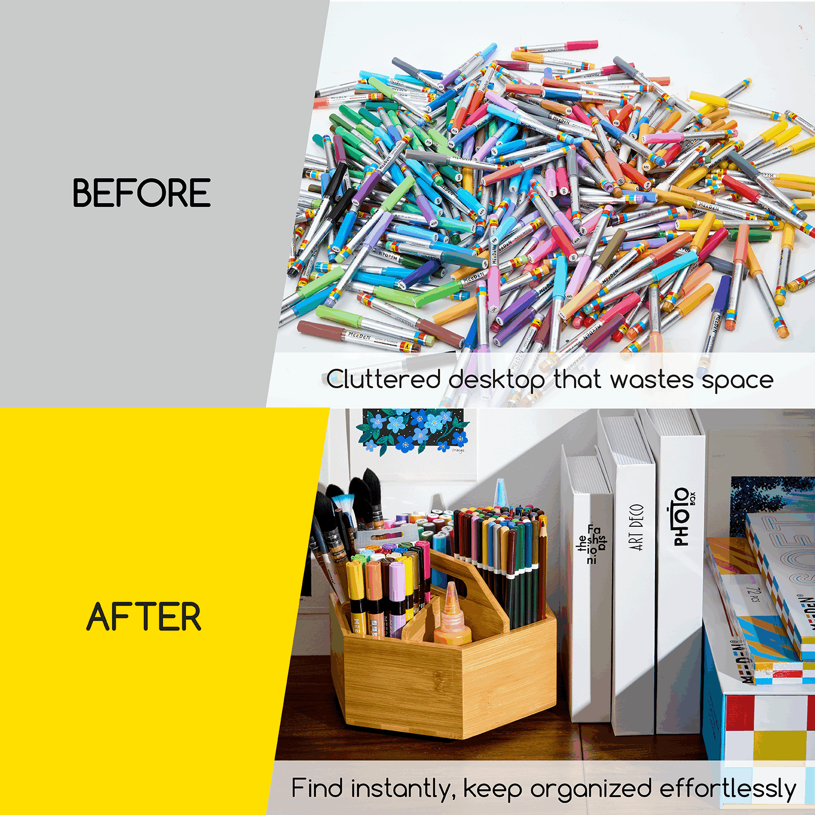 MEEDEN Bamboo Rotating Art Supply Organizer