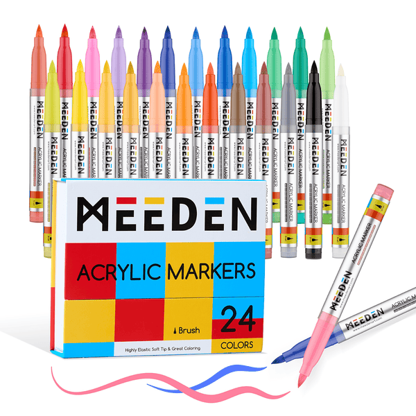 MEEDEN Soft Brush Tip Acrylic Paint Marker – 24 / 48 / 72 Colors