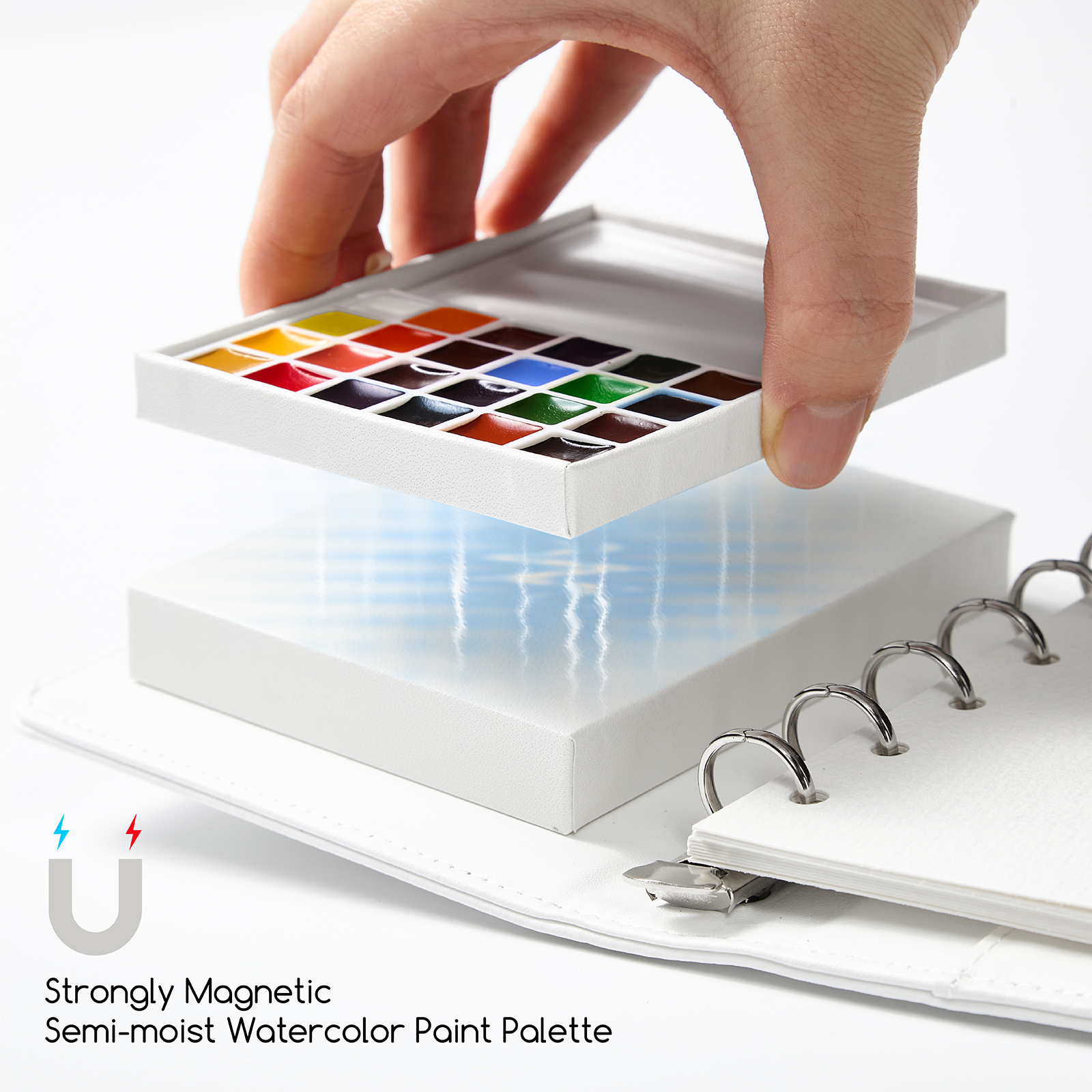 MEEDEN Travel Watercolor Sketchbook Set, 30 Sheets Watercolor Paper, 24 Colors, Brush & Palette
