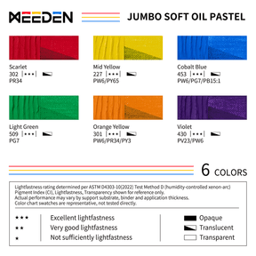 MEEDEN Extra Large Soft Oil Pastels: 6 x 38ml Colors Artists Oil Crayons Set